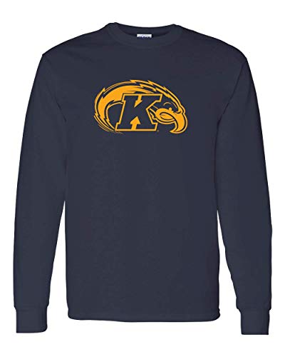 Kent State One Color Mascot Logo Long Sleeve T-Shirt - Navy
