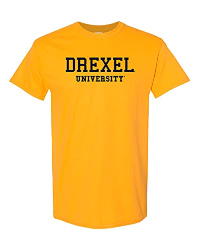 Drexel University Navy Text T-Shirt - Gold