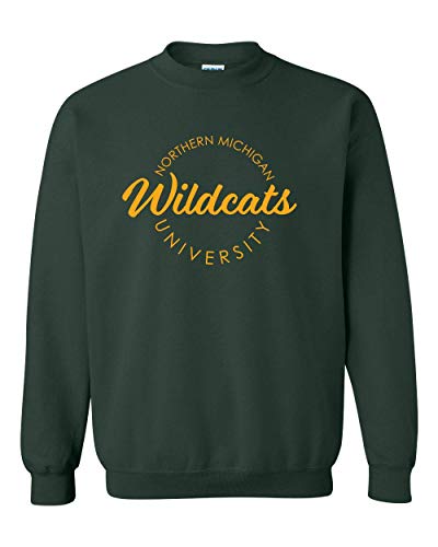 Northern Michigan University Circular 1 Color Crewneck Sweatshirt - Forest Green