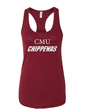 Load image into Gallery viewer, CMU White Text Chippewas Tank Top | Central Michigan University Logo Apparel Womens Racerback - Cardinal
