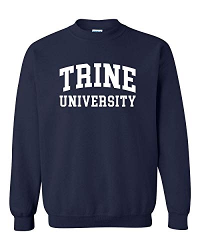 Trine University White Text Crewneck Sweatshirt - Navy