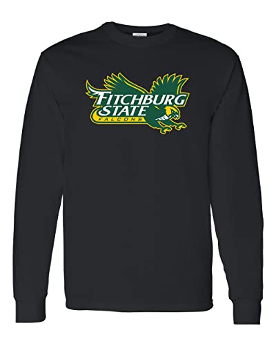 Fitchburg State Full Color Mascot Long Sleeve T-Shirt - Black