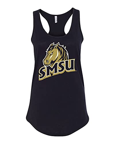 Southwest Minnesota SMSU Logo Full Color Tank Top - Black