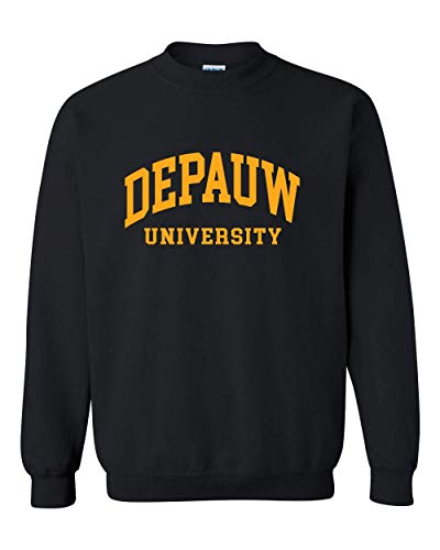 DePauw 1 Color Gold Text Crewneck Sweatshirt - Black