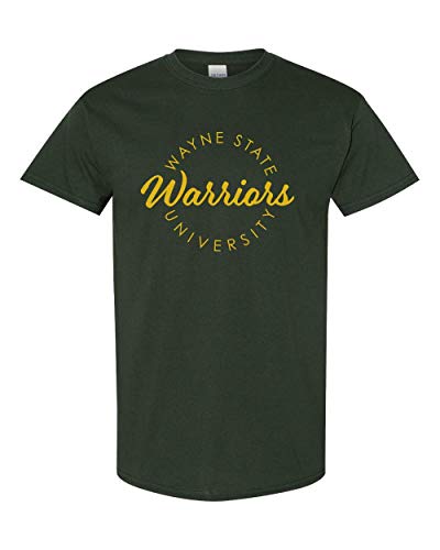 Wayne State University Circular 1 Color T-Shirt - Forest Green
