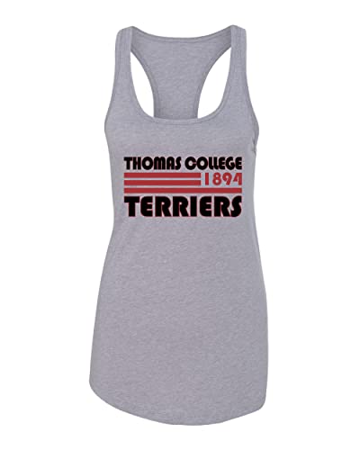 Thomas College Retro Ladies Tank Top - Heather Grey