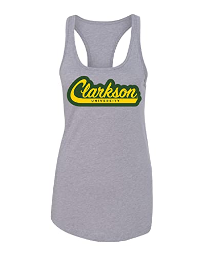 Clarkson University Banner Logo Ladies Tank Top - Heather Grey