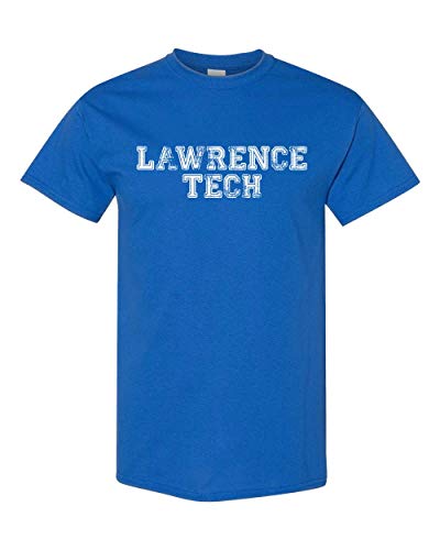 Lawrence Tech Block Distressed One Color T-Shirt - Royal