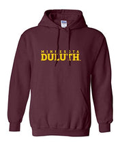 Load image into Gallery viewer, Minnesota Duluth Gold Text Hooded Sweatshirt - Maroon
