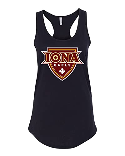 Iona University Full Color Logo Ladies Tank Top - Black
