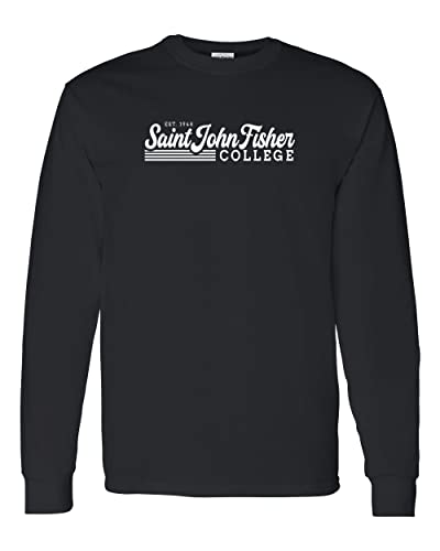 Retro Saint John Fisher College Long Sleeve Shirt - Black
