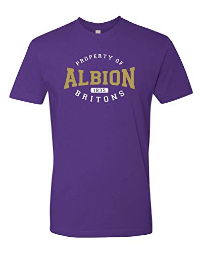 Premium Albion College Property of Purple T-Shirt Albion Britons Student and Alumni Mens/Womens T-Shirt - Purple Rush