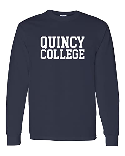 Quincy College Block Letters Long Sleeve Shirt - Navy