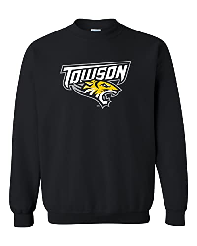 Towson University Tigers Logo Black Crewneck Sweatshirt - Black