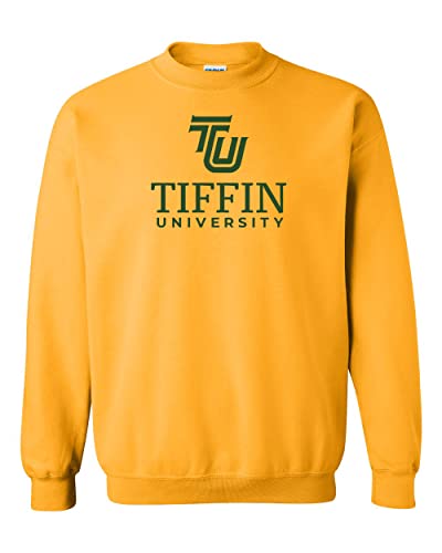 Tiffin University Stacked Text Crewneck Sweatshirt - Gold