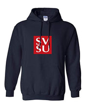 Load image into Gallery viewer, SVSU Block Two Color Hooded Sweatshirt - Navy
