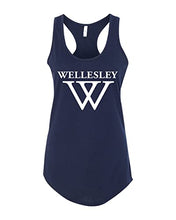 Load image into Gallery viewer, Wellesley College W Ladies Tank Top - Midnight Navy
