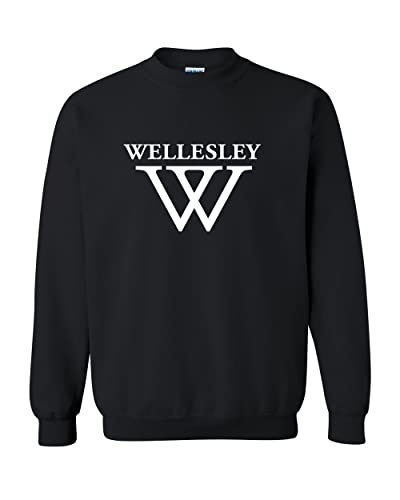 Wellesley College W Crewneck Sweatshirt - Black