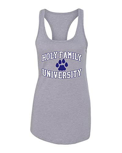 Holy Family University Paw Ladies Racer Tank Top - Heather Grey