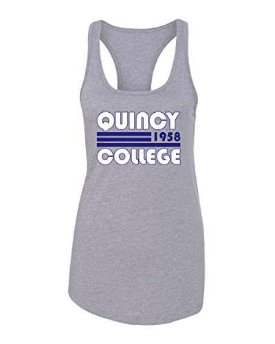 Retro Quincy College Ladies Tank Top - Heather Grey