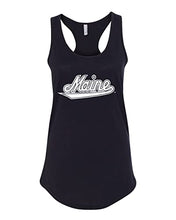 Load image into Gallery viewer, University of Maine Vintage Script Ladies Tank Top - Black
