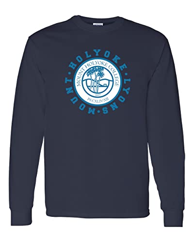 Mount Holyoke College Lyons Logo Long Sleeve Shirt - Navy