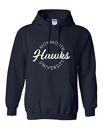 Monmouth University Circular 1 Color Hooded Sweatshirt - Navy