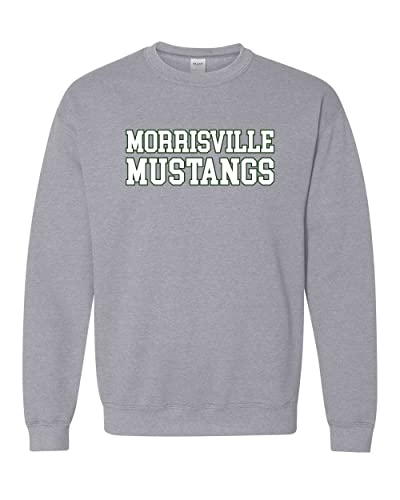 Morrisville State College Mustangs Block Letters Crewneck Sweatshirt - Sport Grey
