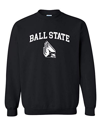 Ball State Block Letters with Student Logo Crewneck Sweatshirt - Black