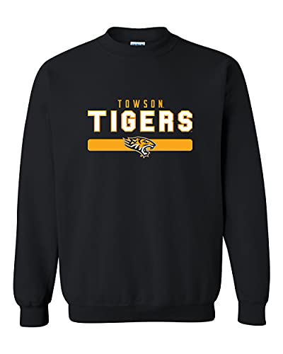 Towson Tigers Stacked Three Color Crewneck Sweatshirt - Black