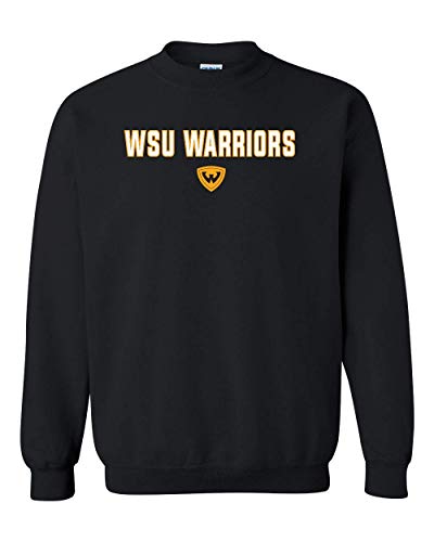 WSU Warriors Two Color Crewneck Sweatshirts - Black