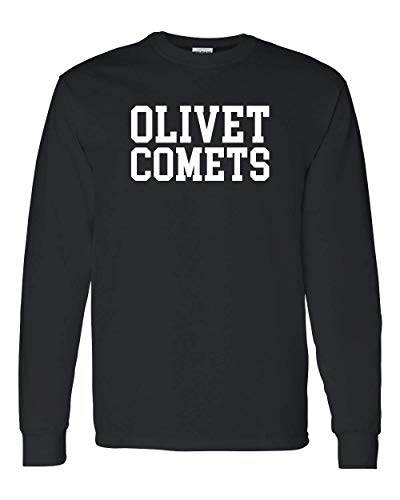 Olivet College Comets White Text Long Sleeve - Black