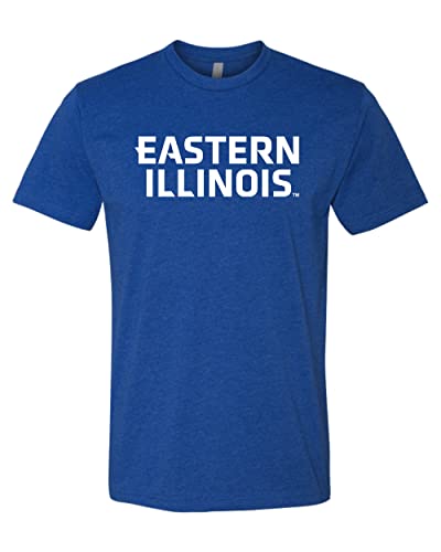 Eastern Illinois White Text Soft Exclusive T-Shirt - Royal