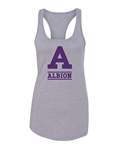 Albion College One Color Purple A Tank Top - Heather Grey