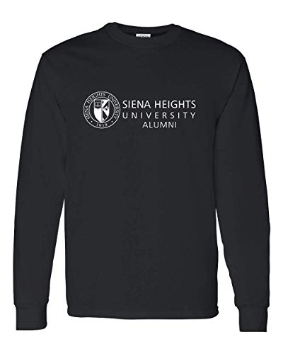 Siena Heights Alumni White Logo Long Sleeve T-Shirt - Black