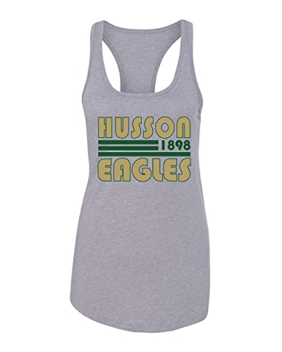 Husson University Retro Ladies Tank Top - Heather Grey