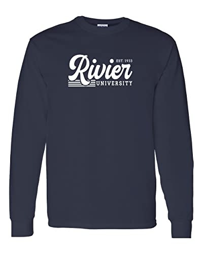 Vintage Rivier University Long Sleeve T-Shirt - Navy