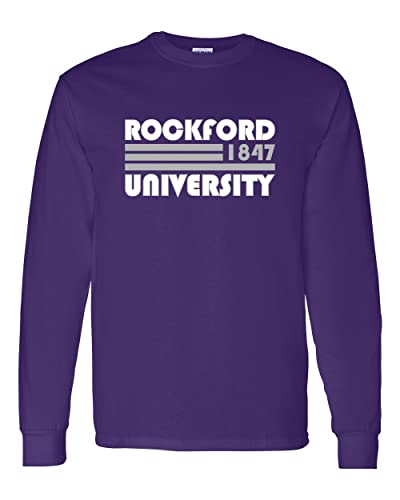 Retro Rockford University Long Sleeve T-Shirt - Purple