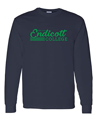 Vintage Endicott College Long Sleeve Shirt - Navy