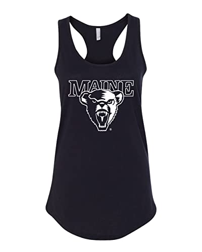 University of Maine 1 Color Mascot Ladies Tank Top - Black