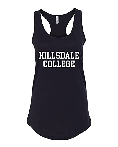 Hillsdale College 1 Color Ladies Racer Tank - Black