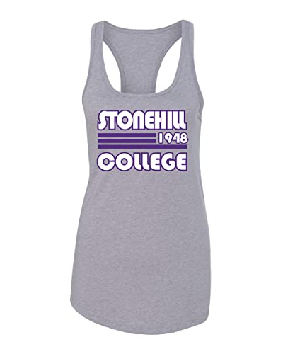 Retro Stonehill College Ladies Tank Top - Heather Grey