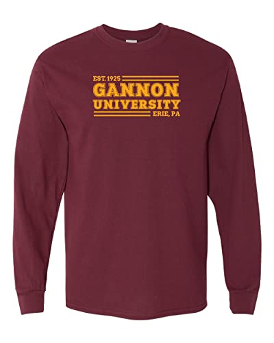 Gannon University Block Text 1 Color Long Sleeve Shirt - Maroon