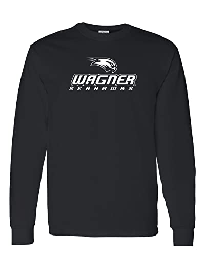 Wagner College Stacked Mascot Long Sleeve Shirt - Black