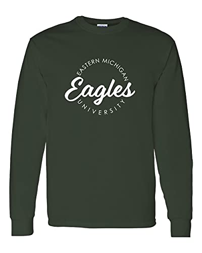 Eastern Michigan University Circular 1 Color Long Sleeve Shirt - Forest Green
