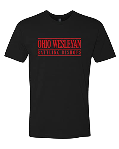 Ohio Wesleyan Battling Bishops Text Only Soft Exclusive T-Shirt - Black