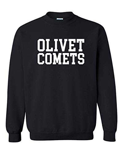 Olivet College Comets White Text Crewneck Sweatshirt - Black