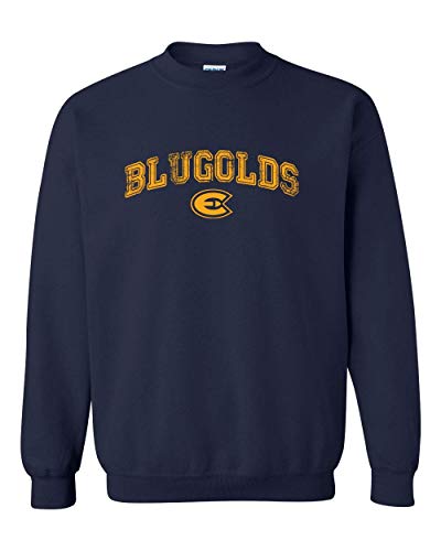 Wisconsin Eau Claire Blugolds Arched One Color Crewneck Sweatshirt - Navy