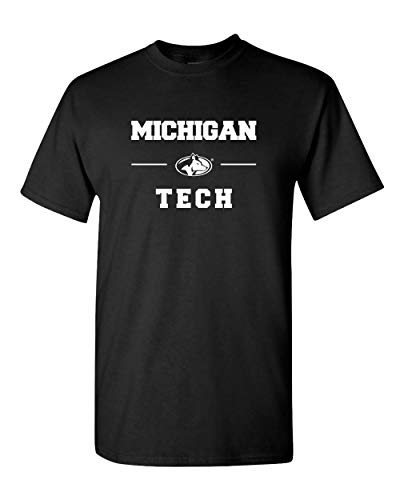 Michigan Tech Stacked One Color T-Shirt - Black