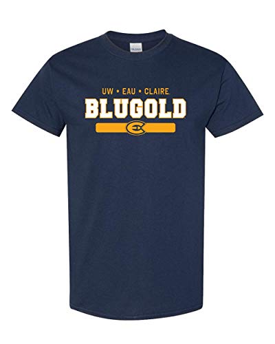 UW Eau Claire Blugold Stacked Two Color T-Shirt - Navy